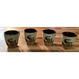 Set Of 4 Better Homes and Gardens Roaming Elk Coffee Mugs Cups